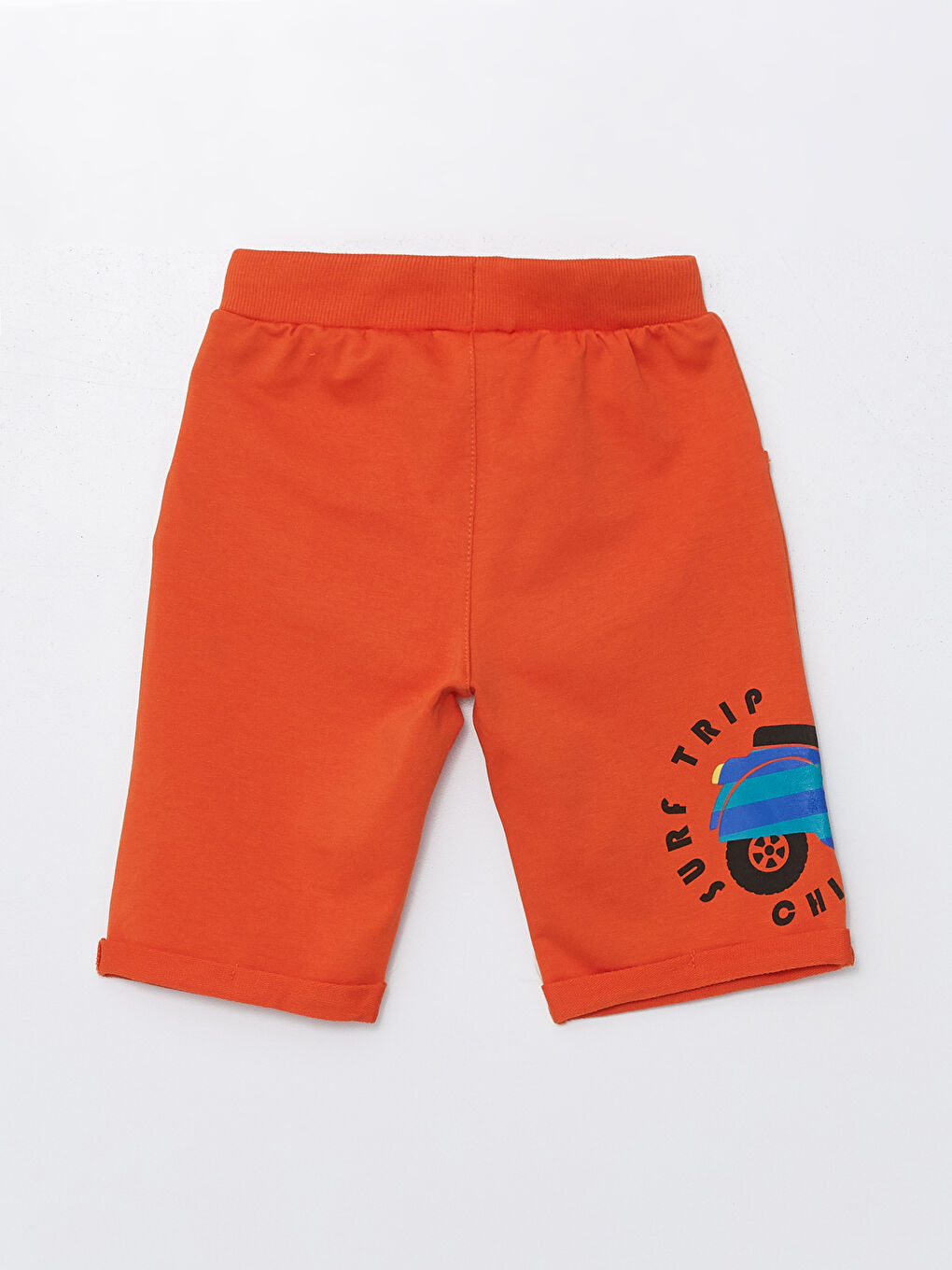Turuncu Beli Lastikli Baskılı Erkek Bebek Şort-3