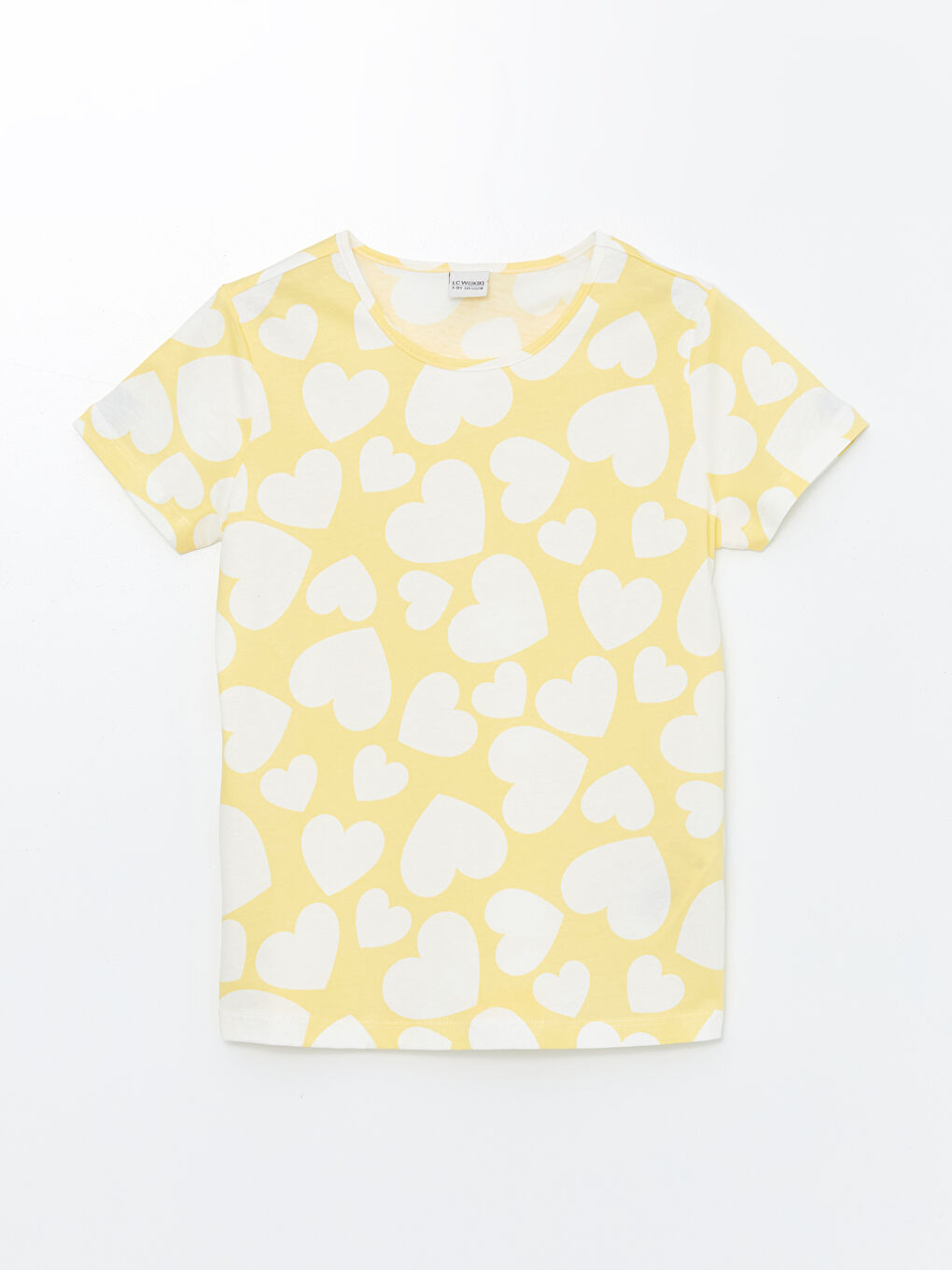 Sarı Bisiklet Yaka Baskılı Kısa Kollu Kız Çocuk Tişört-3