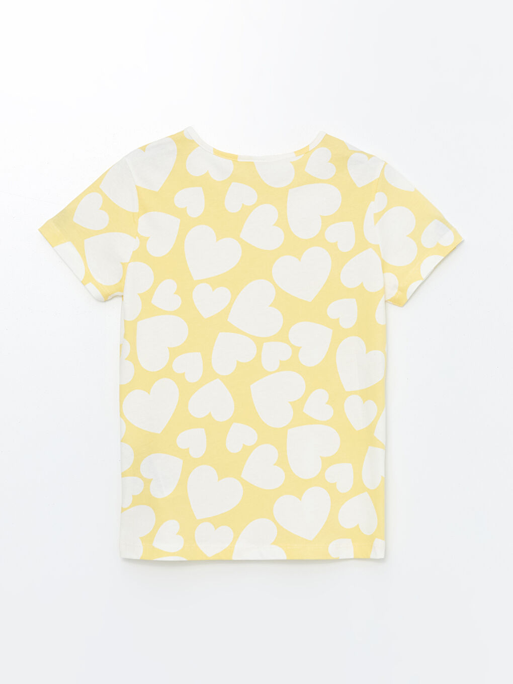 Sarı Bisiklet Yaka Baskılı Kısa Kollu Kız Çocuk Tişört-4