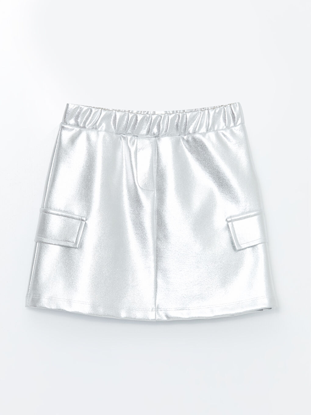 Gri Beli Lastikli Parlak Görünümlü Kız Çocuk Etek