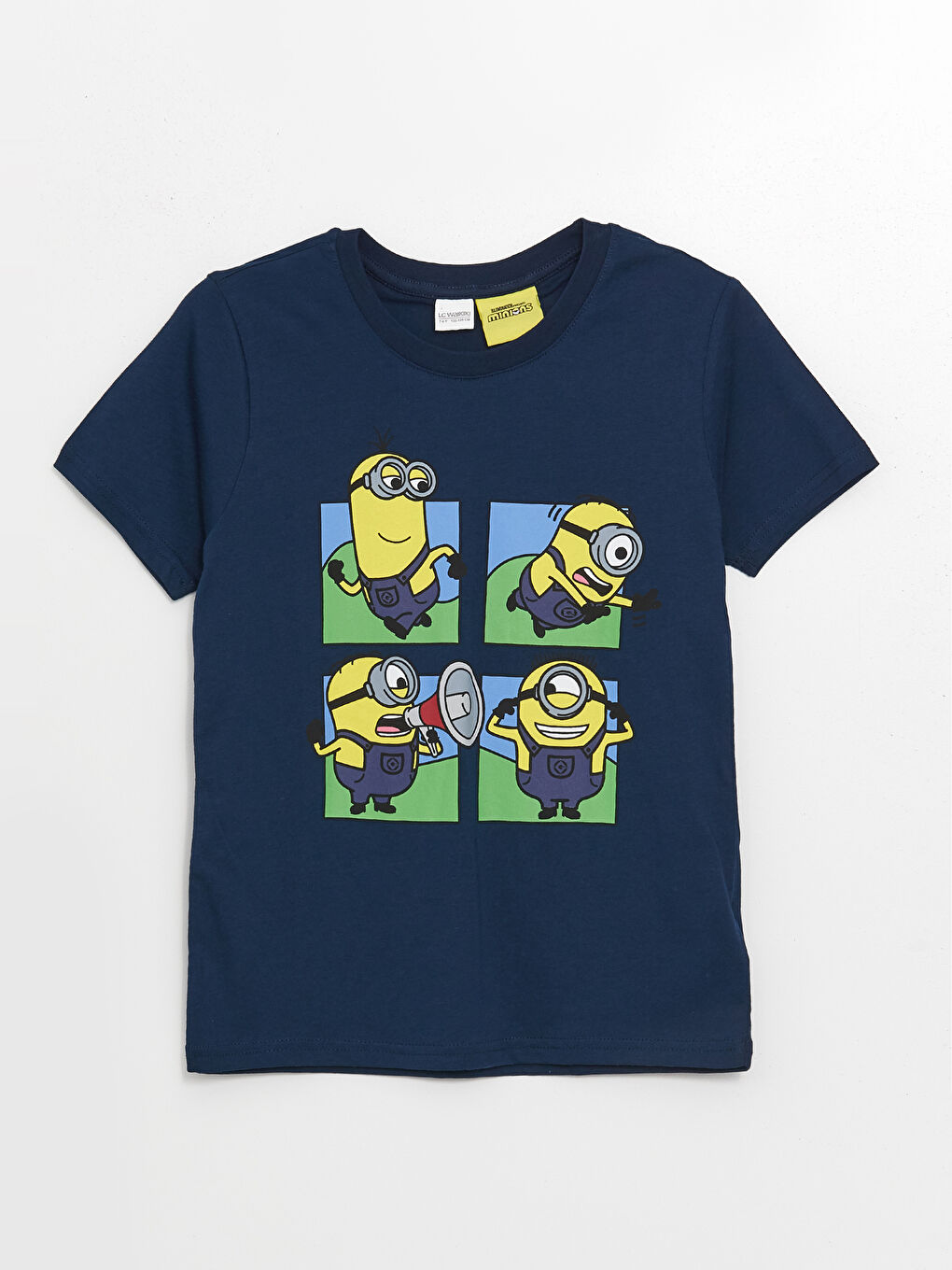 LCW Kids Lacivert Bisiklet Yaka Minions Baskılı Kısa Kollu Erkek Çocuk Şortlu Pijama Takımı - 1