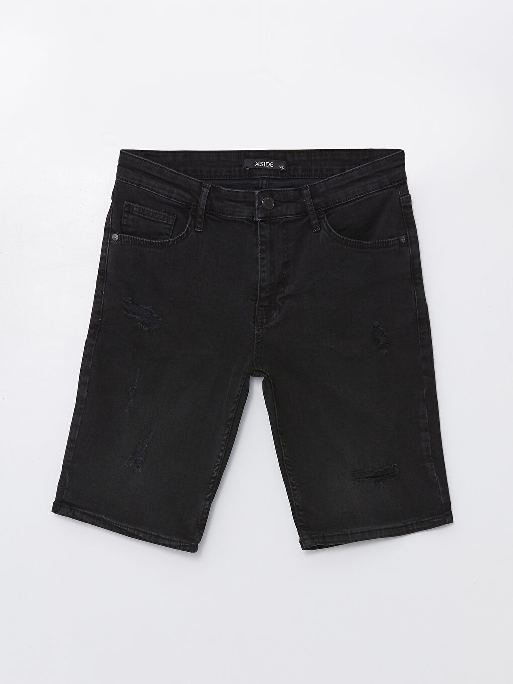 XSIDE Siyah Skinny Fit Erkek Jean Şort - 5