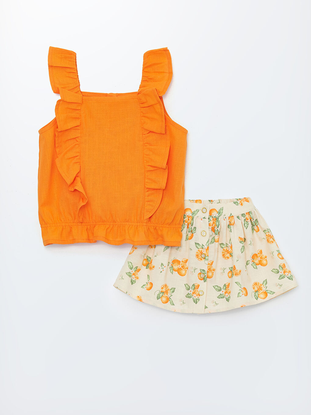 Square Collar Sleeveless Baby Girls' Blouse and Skirt 2 Pack Set