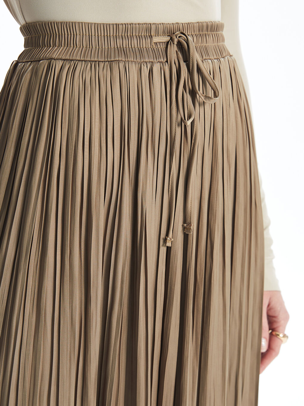 Women's Pleated Skirt With Elastic Waist -S4KS45Z8-K5W