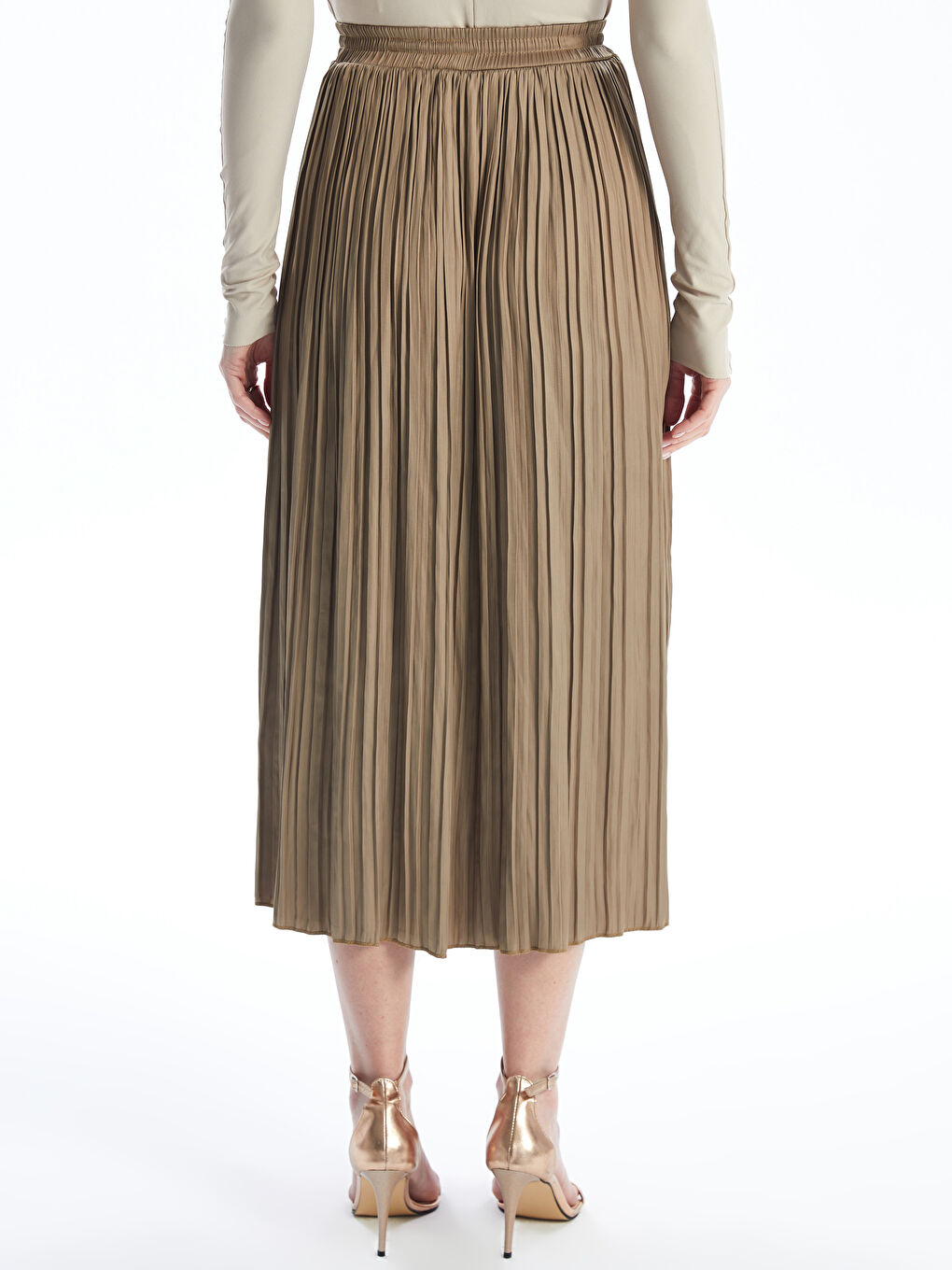 Women's Pleated Skirt With Elastic Waist -S4KS45Z8-K5W