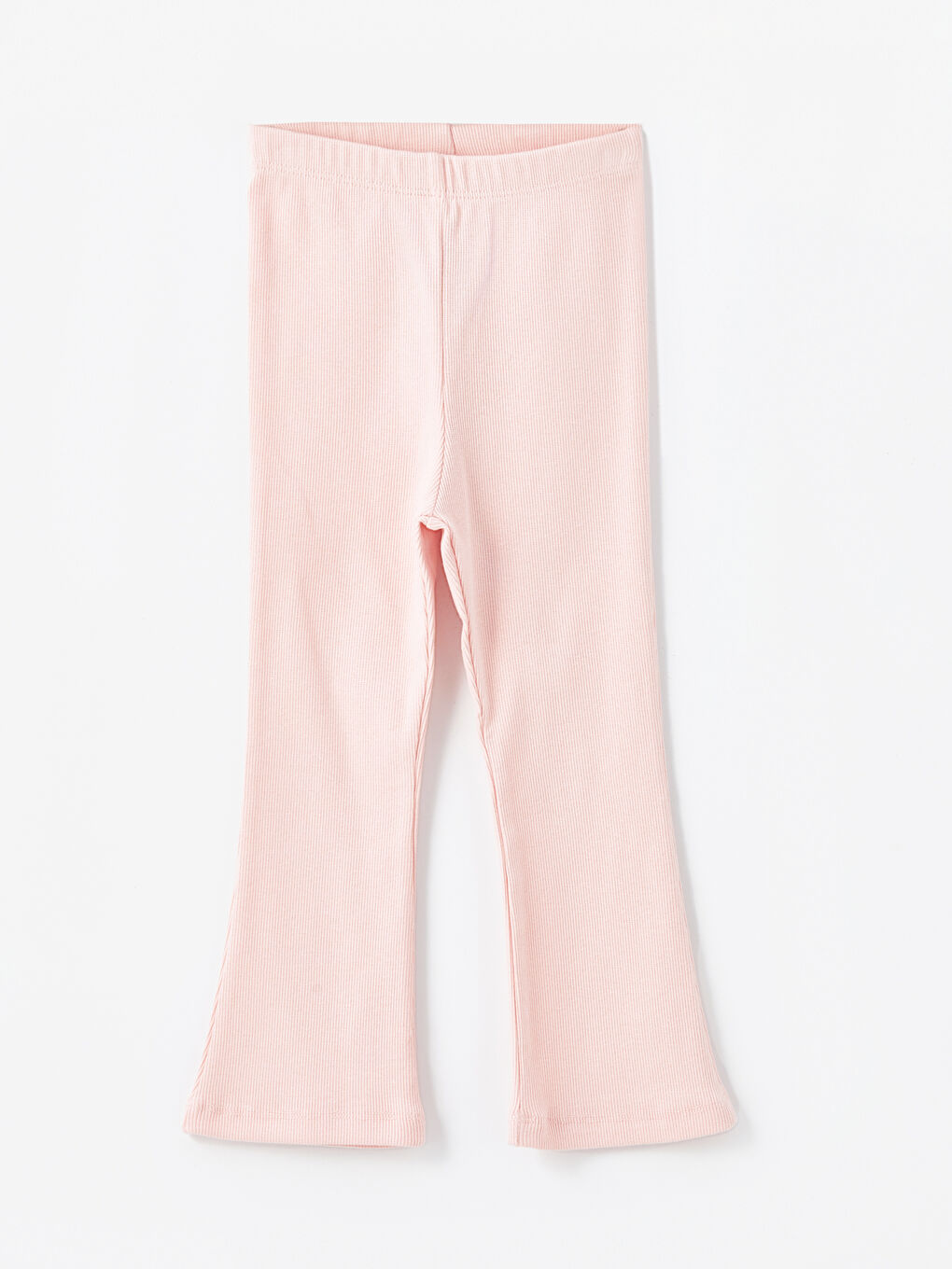 Pembe Beli Lastikli  Basic Kız Bebek İspanyol Paça Tayt