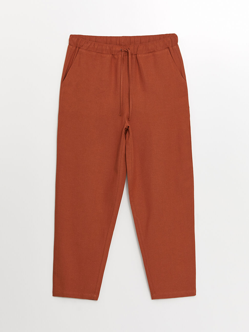 Elastic Waist Comfortable Fit Straight Linen Blend Women's Pants -S4KS80Z8-YH8
