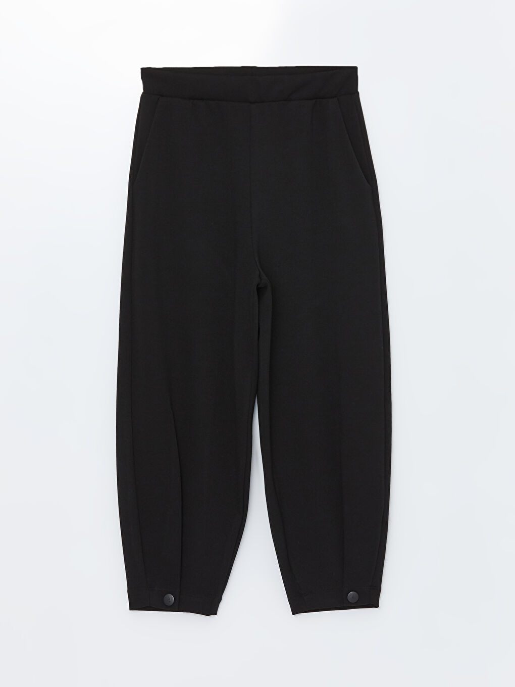 Siyah Beli Lastikli Rahat Kalıp Kadın Pantolon-5