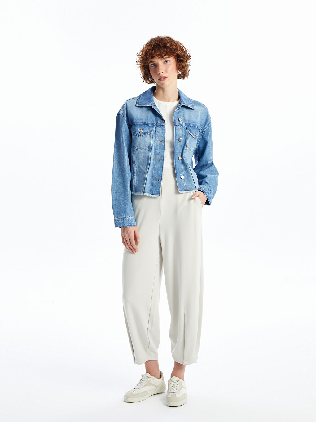 LCW Vision Elasticated Waist Relaxed Fit Women's Trousers -S4KS89Z8-VF5