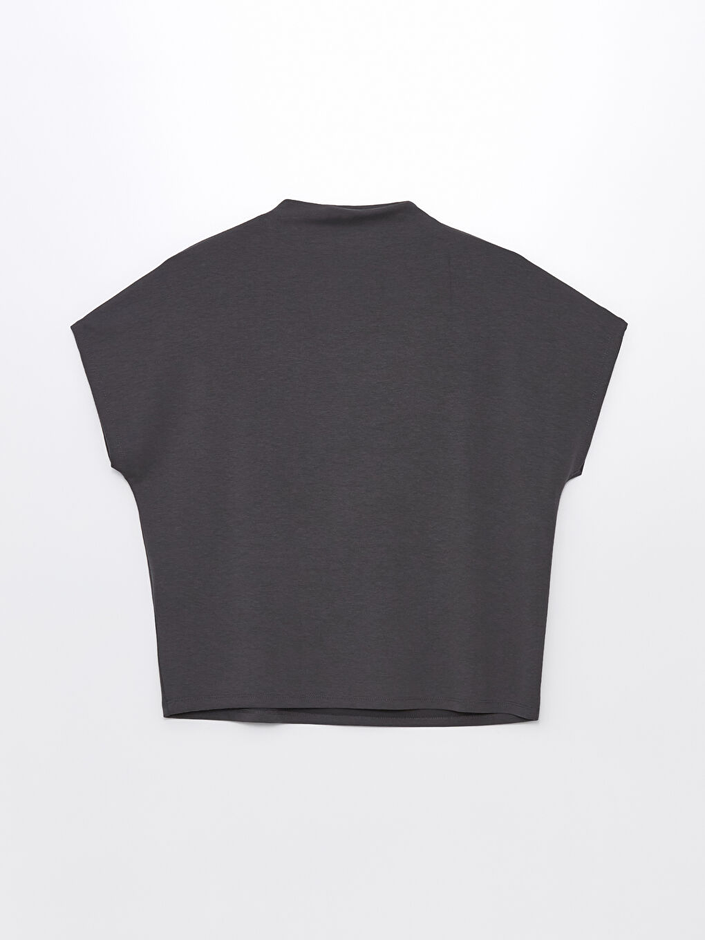 High Collar Plain Short Sleeve Oversize Women's T-Shirt -S4KS90Z8-HEF