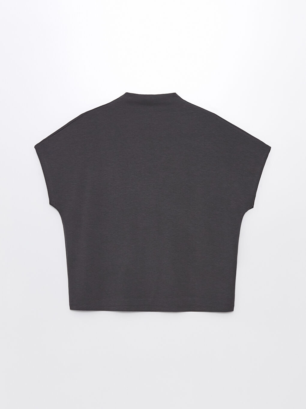 High Collar Plain Short Sleeve Oversize Women's T-Shirt -S4KS90Z8-HEF