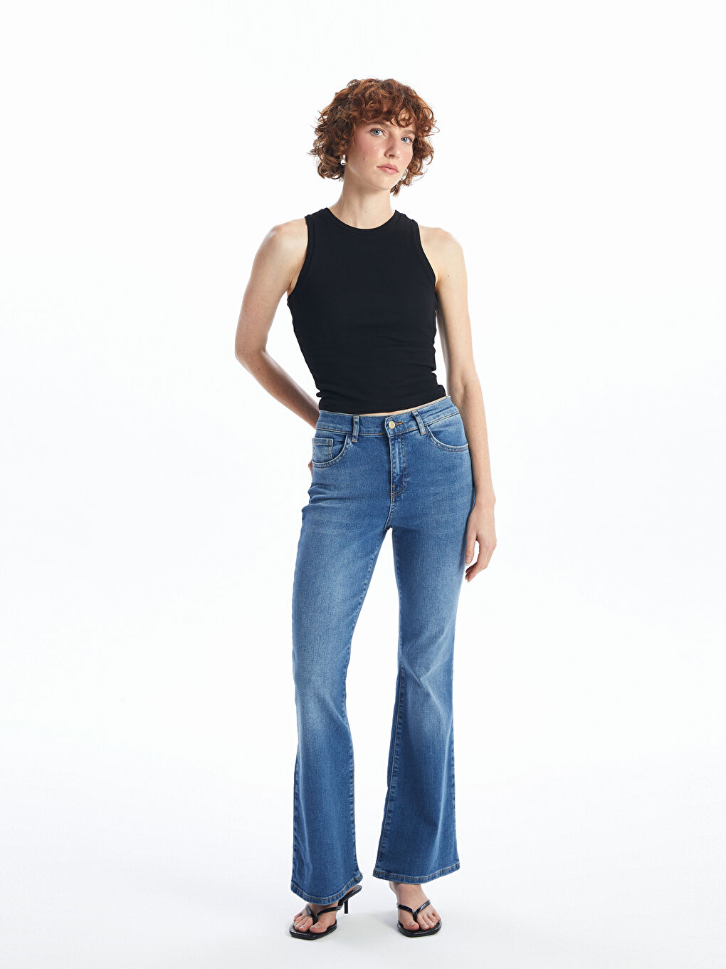 LCW Jeans Orta İndigo Rodeo Mars Flare Kadın Jean Pantolon