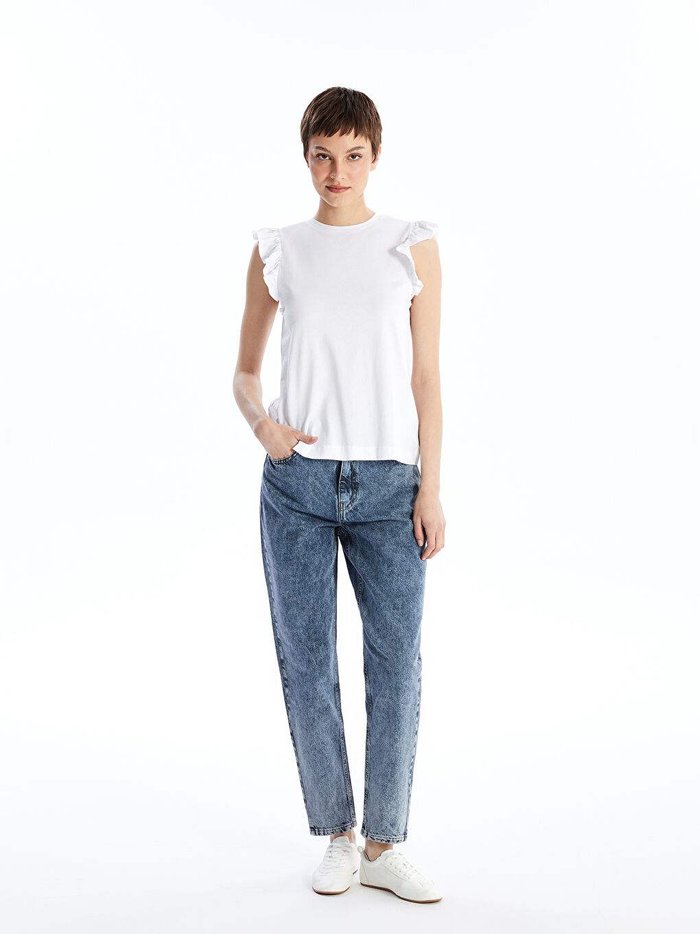 İndigo Mom Fit Kadın Jean Pantolon