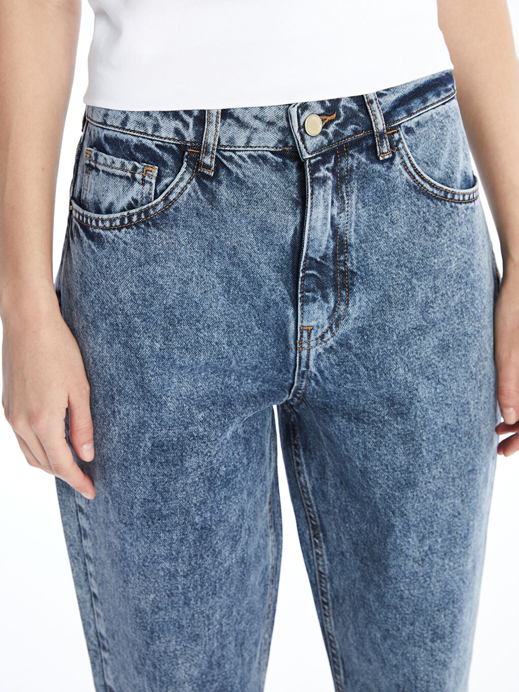 İndigo Mom Fit Kadın Jean Pantolon-1