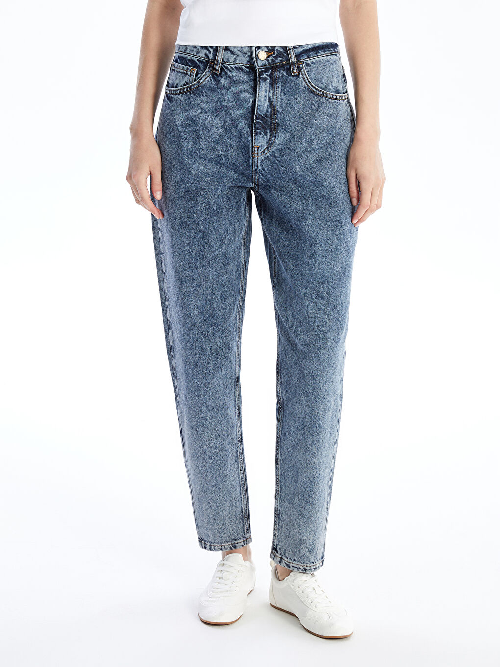 İndigo Mom Fit Kadın Jean Pantolon-2