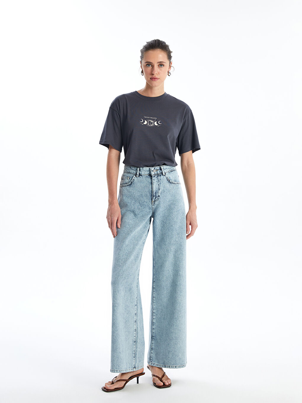 İndigo Wideleg Kadın Jean Pantolon