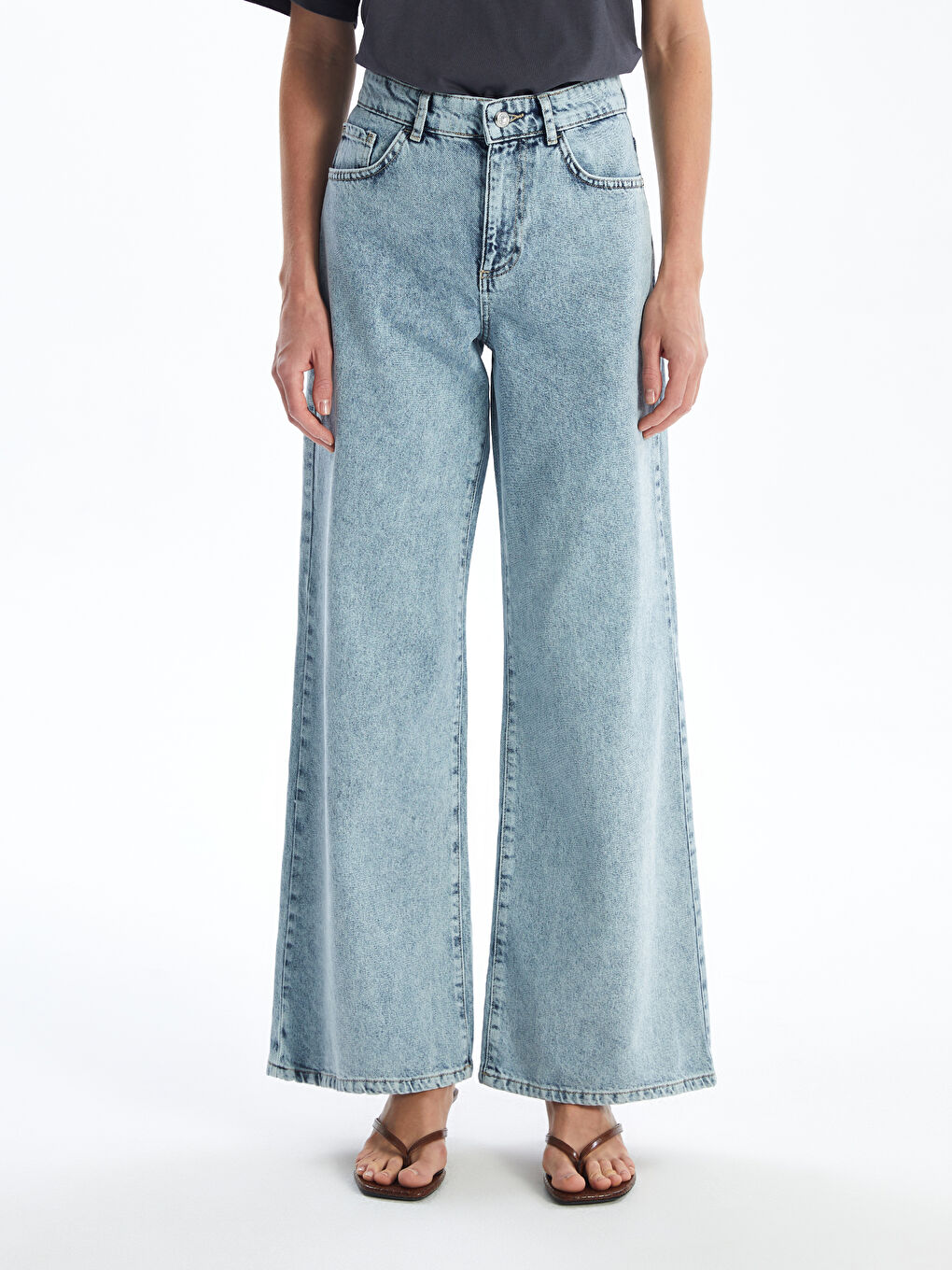 İndigo Wideleg Kadın Jean Pantolon-1