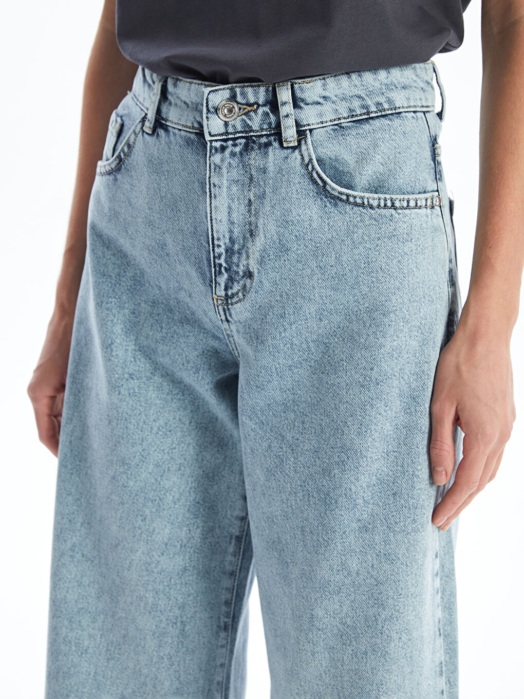 İndigo Wideleg Kadın Jean Pantolon-2