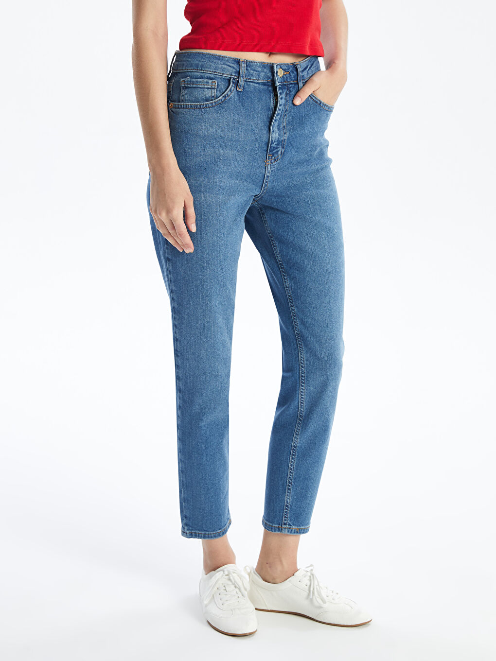 LCW Jeans Orta İndigo Rodeo Slim Mom Kadın Jean Pantolon - 1