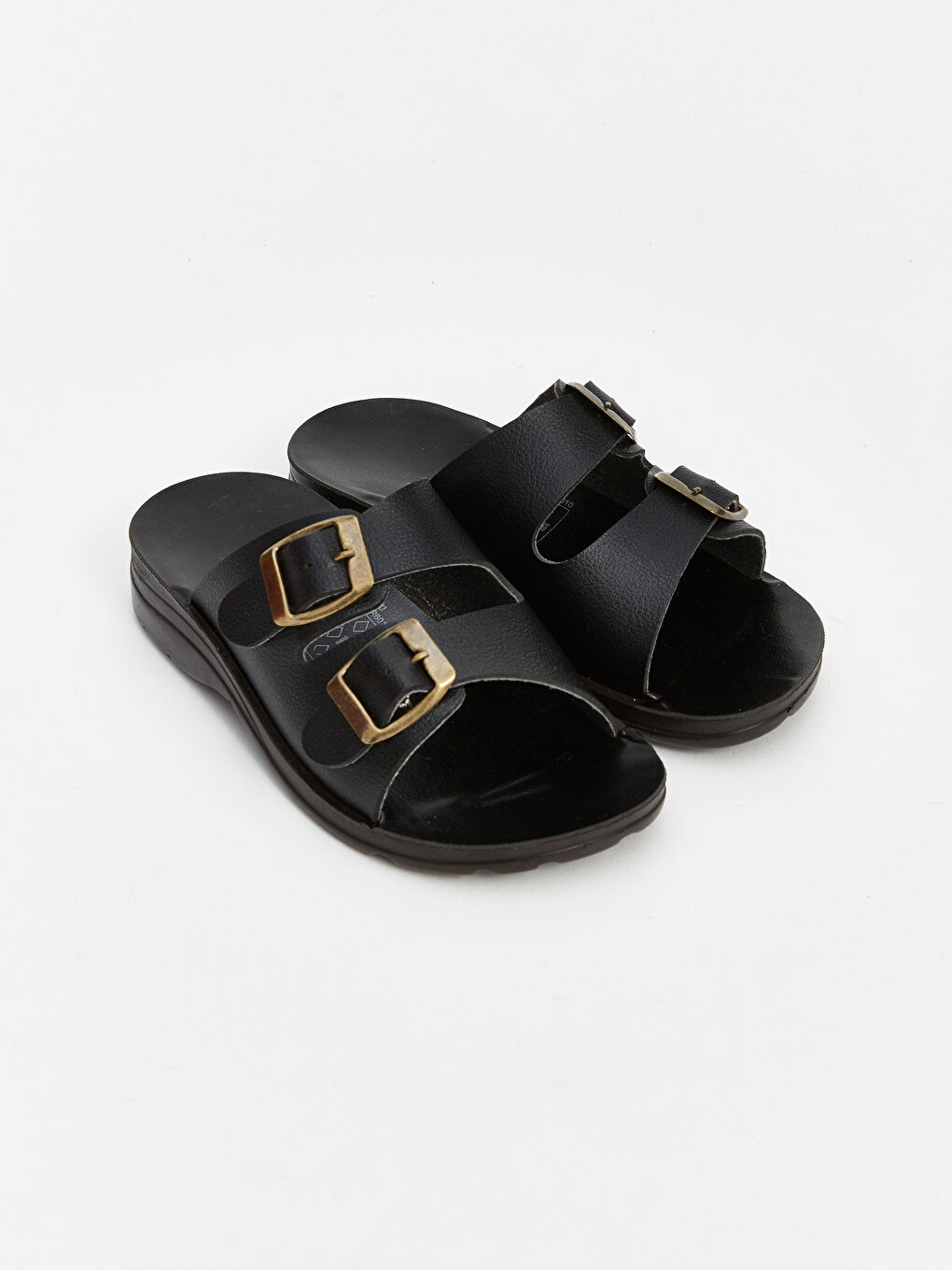 Buckle Detailed Double Banded Boy Slippers -S4KT76Z4-HUC