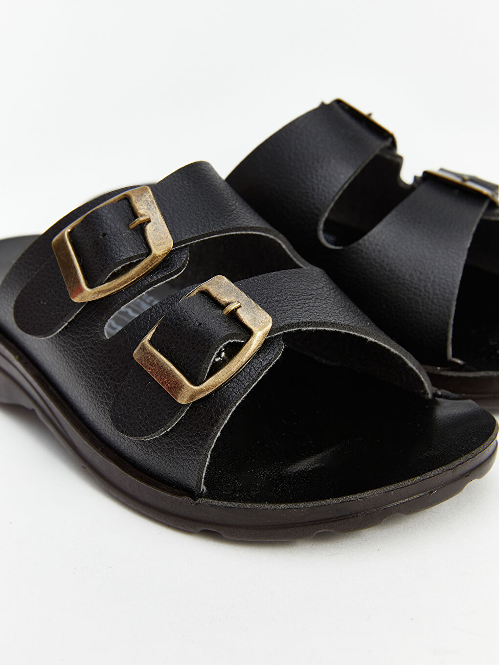 Buckle Detailed Double Banded Boy Slippers -S4KT76Z4-HUC