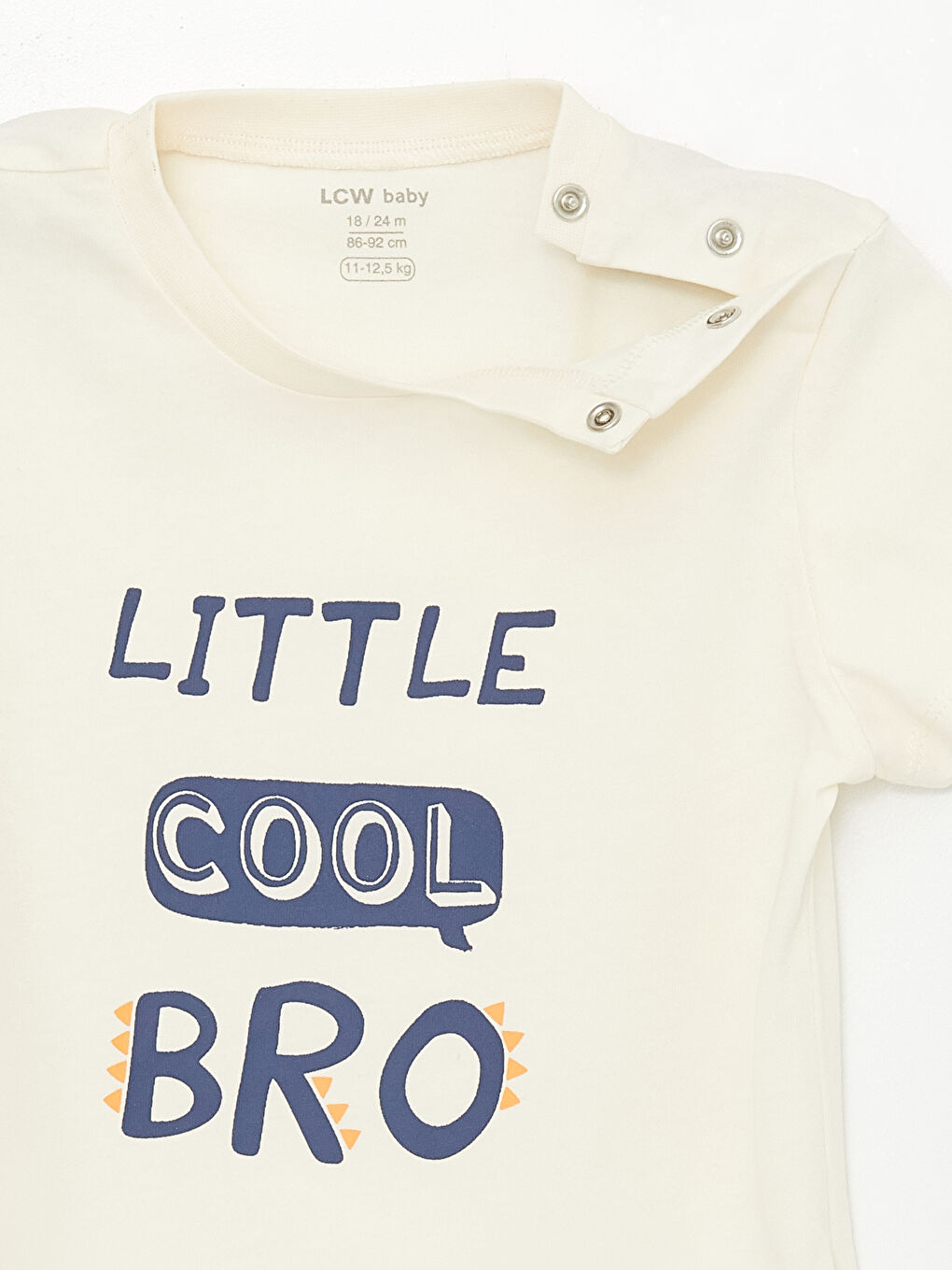 Ekru Bisiklet Yaka Baskılı Erkek Bebek Tişört-3