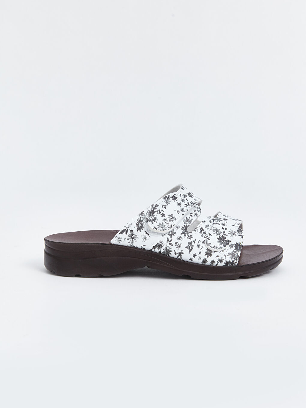 Beyaz Çiçek Baskılı Kız Çocuk Terlik-1