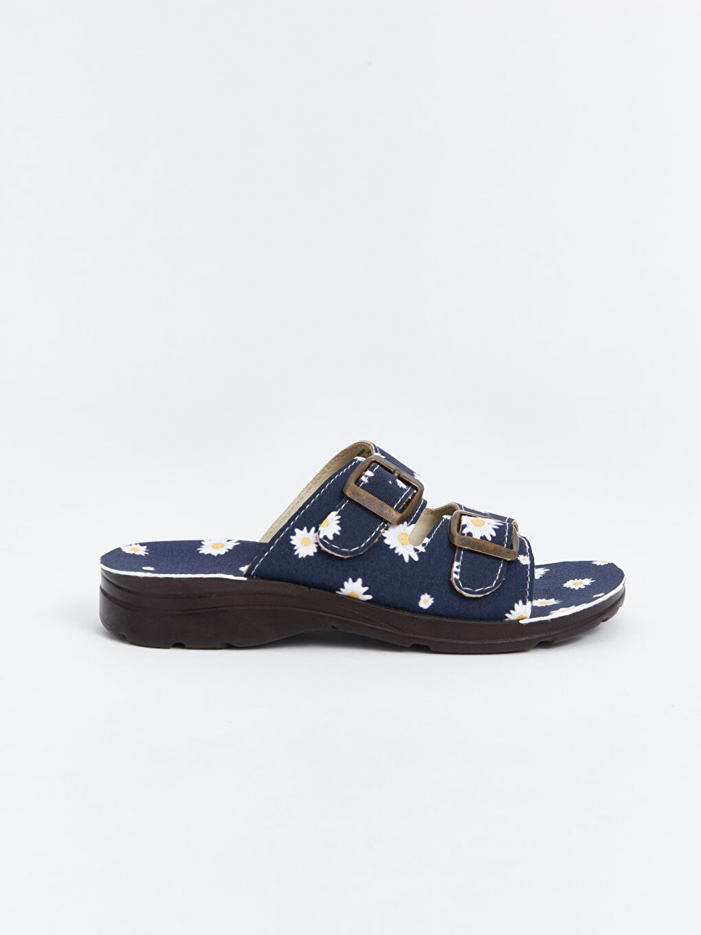 Lacivert Çiçek Baskılı Kız Çocuk Terlik-1