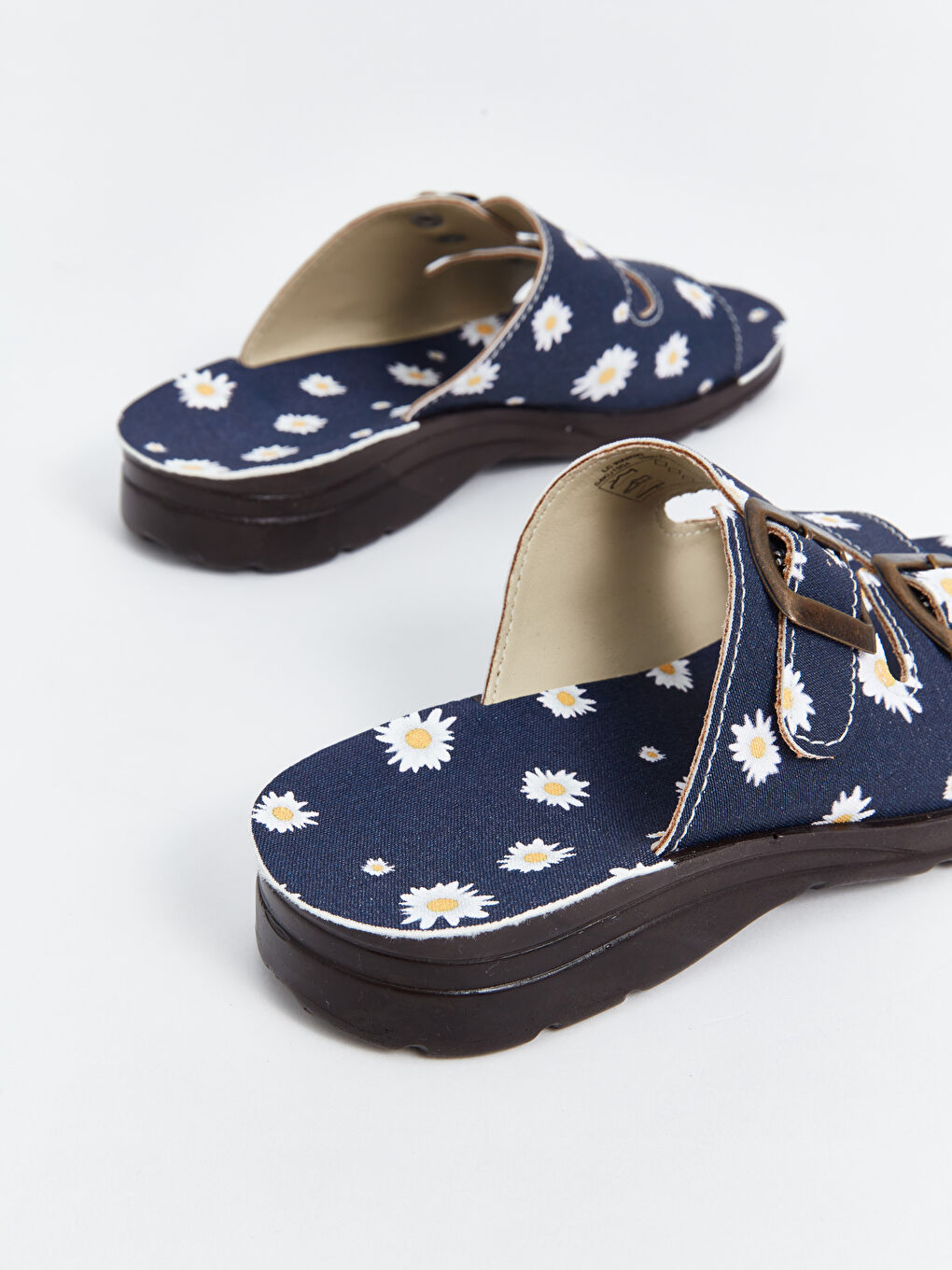 Lacivert Çiçek Baskılı Kız Çocuk Terlik-4