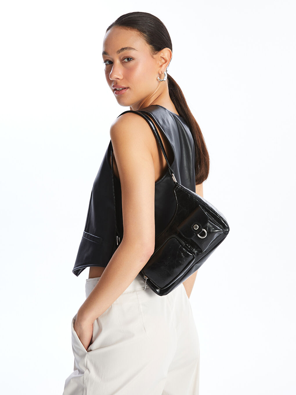 LCW ACCESSORIES Faux Leather Women's Baguette Bag -S4KU24Z8-CVL
