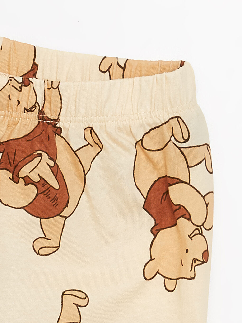 LCW baby Bej Baskılı Bisiklet Yaka Kısa Kollu Winnie the Pooh Baskılı Erkek Bebek Şortlu Pijama Takımı - 5