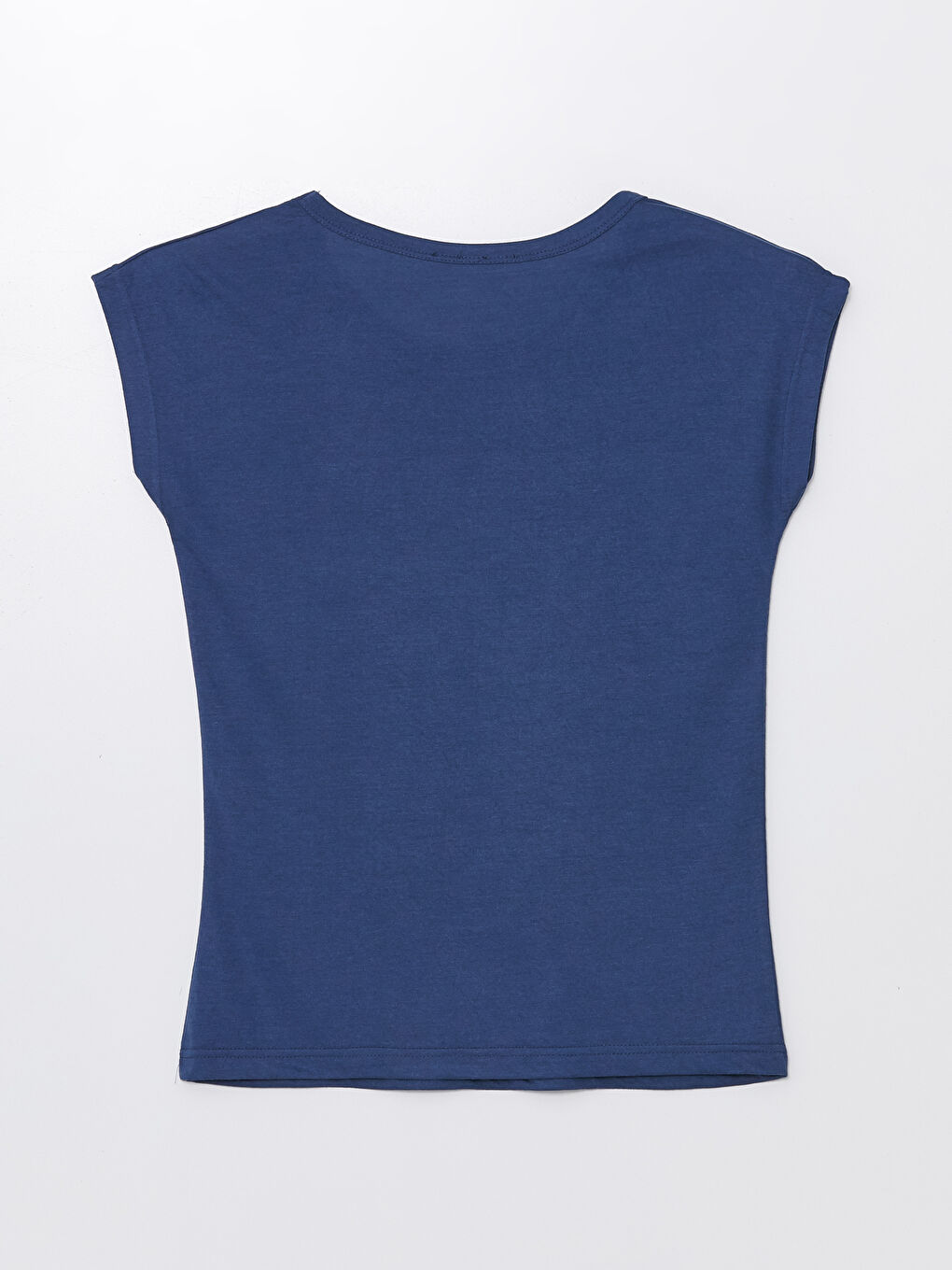 Lacivert Bisiklet Yaka Baskılı Kaprili Pijama Takım-7