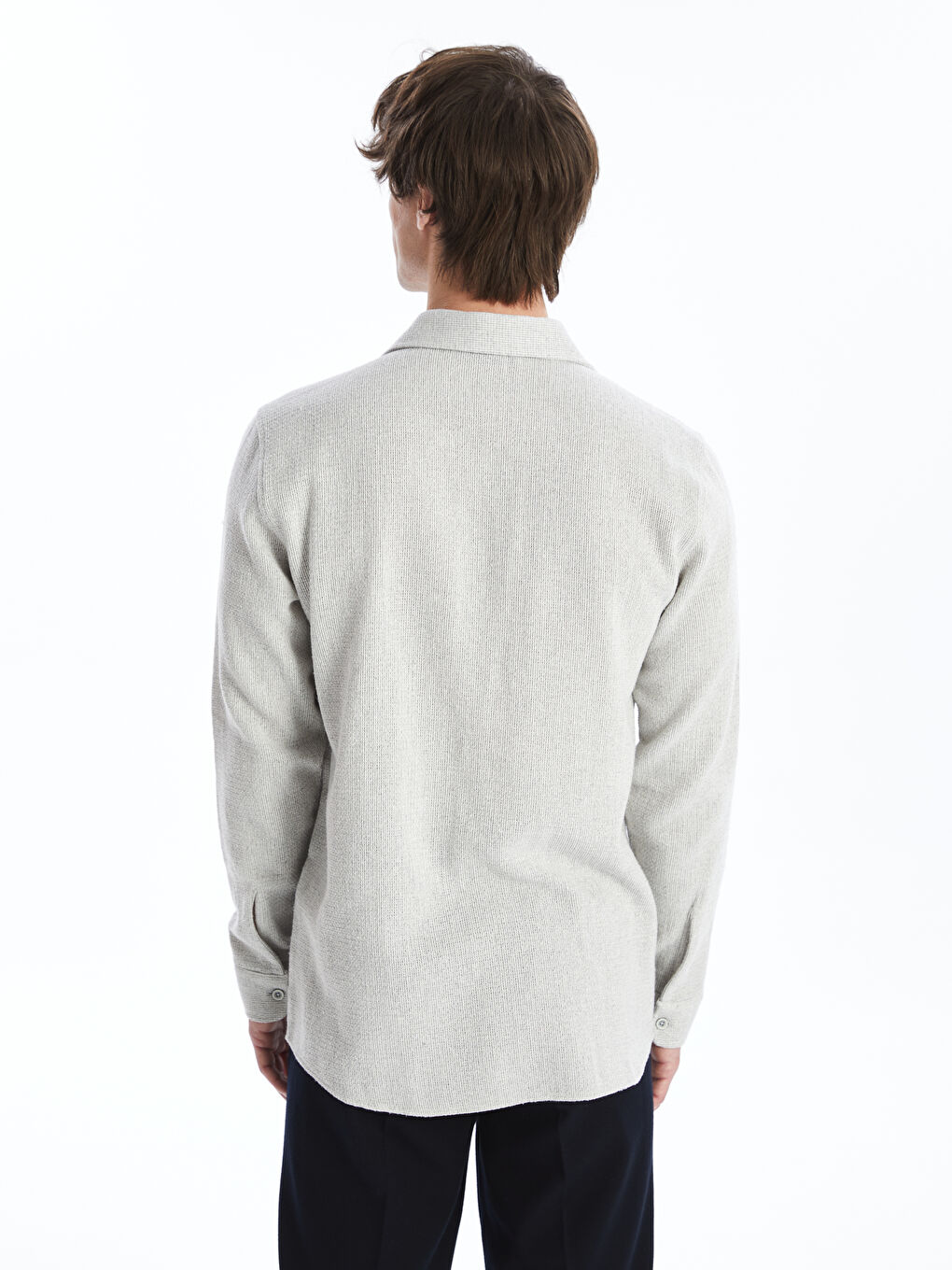 Slim Fit Long Sleeve Dobby Men's Textured Shirt -S4KU61Z8-QDS