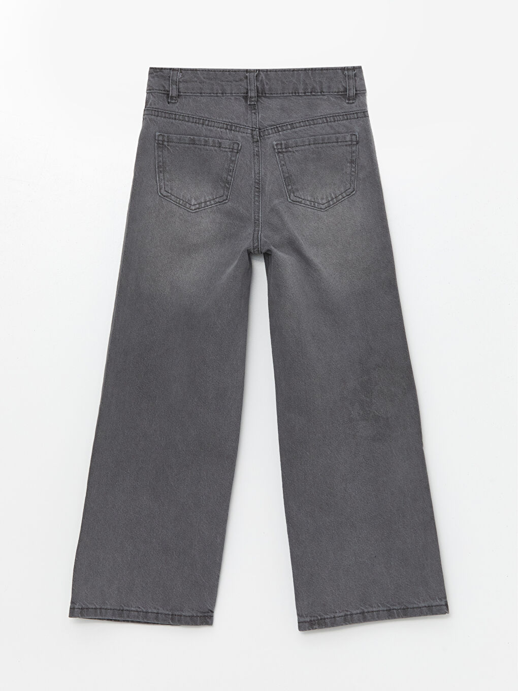 Gri Beli Ayarlanabilir Lastikli Kız Çocuk Jean Pantolon-1