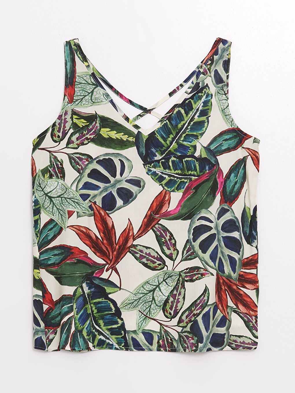 Yeşil V Yaka Desenli Kadın Bluz-5