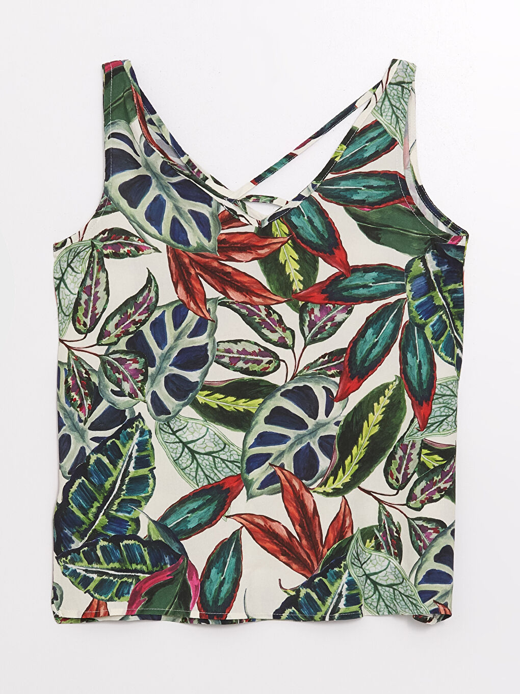 Yeşil V Yaka Desenli Kadın Bluz-6