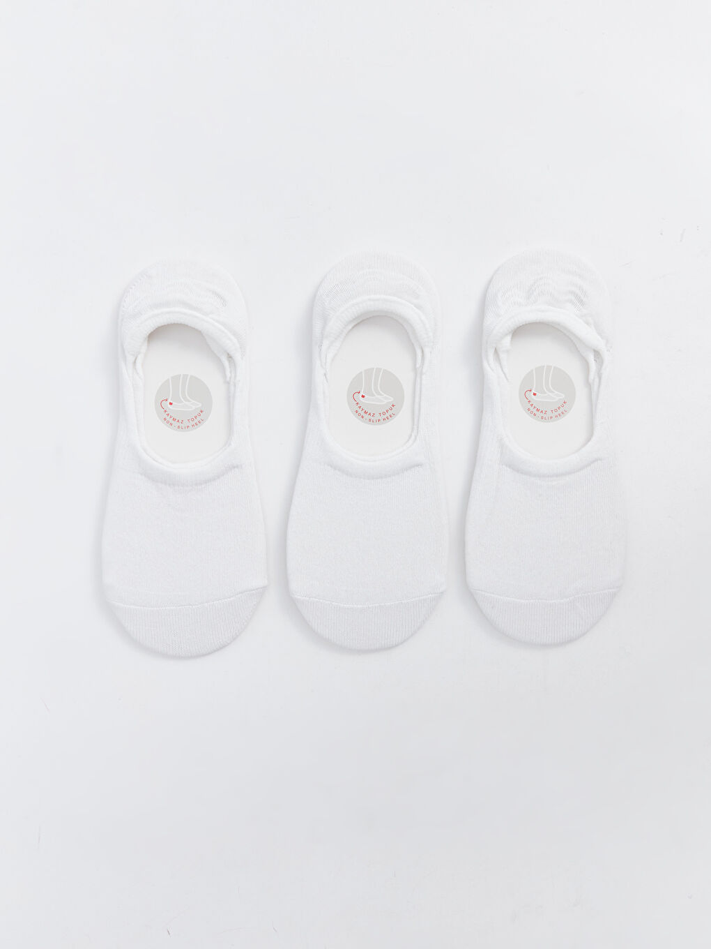 Beyaz Kadın Düz Babet Çorap 3'lü