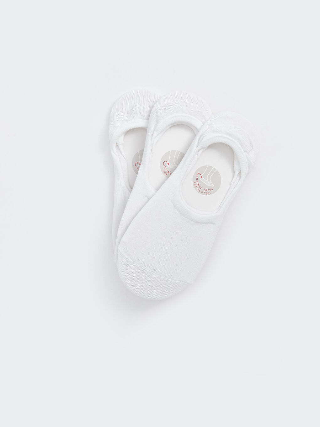 Beyaz Kadın Düz Babet Çorap 3'lü-1