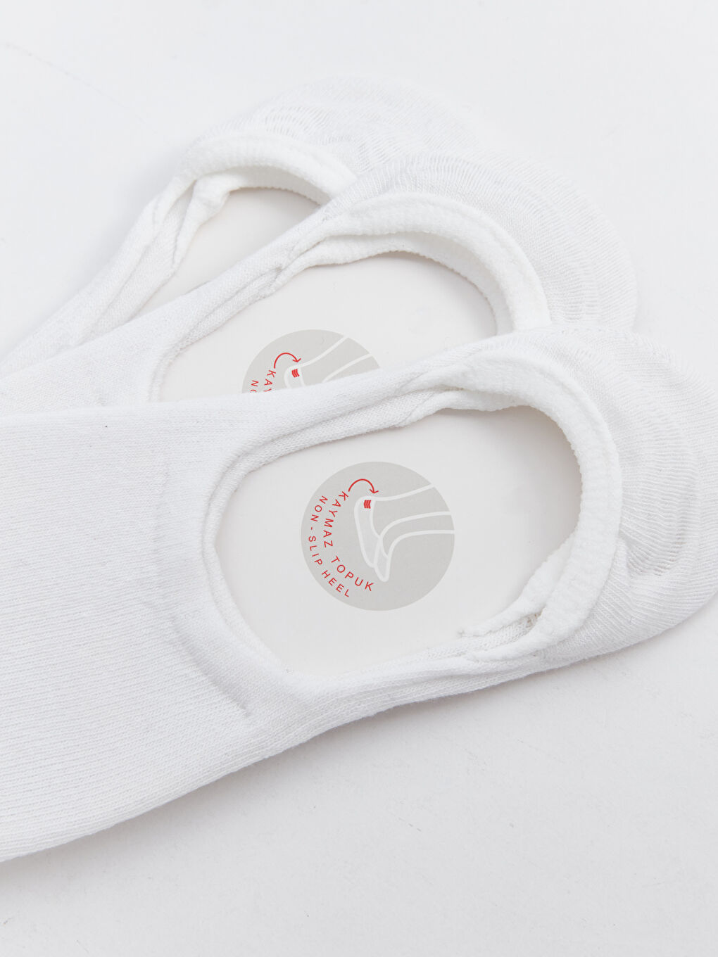 Beyaz Kadın Düz Babet Çorap 3'lü-2