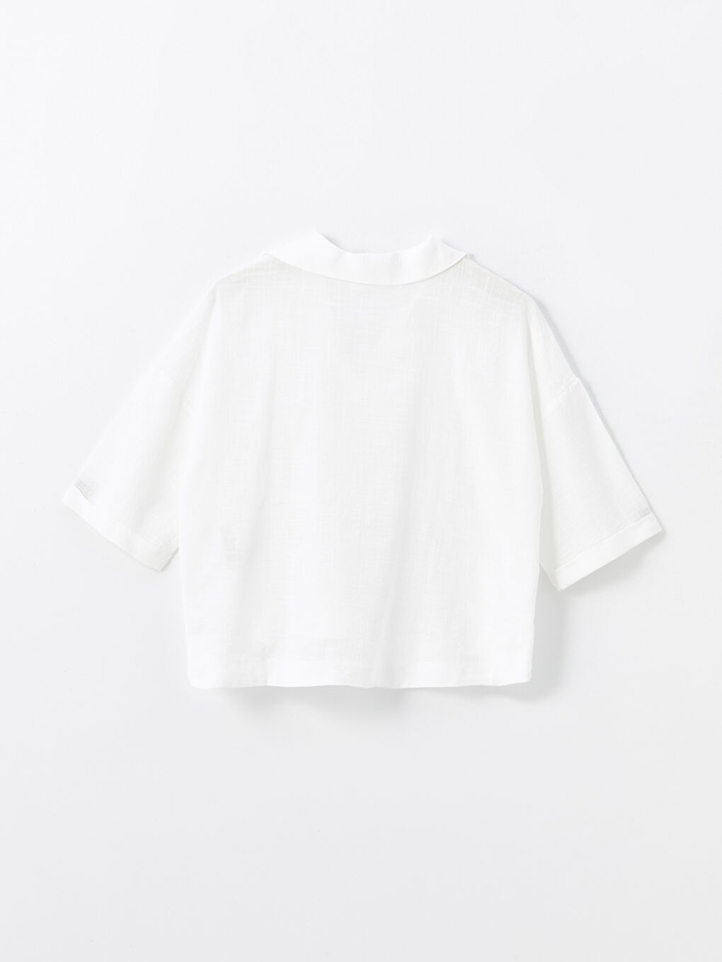 Collared Neck Plain Oversize Women's Blouse-5