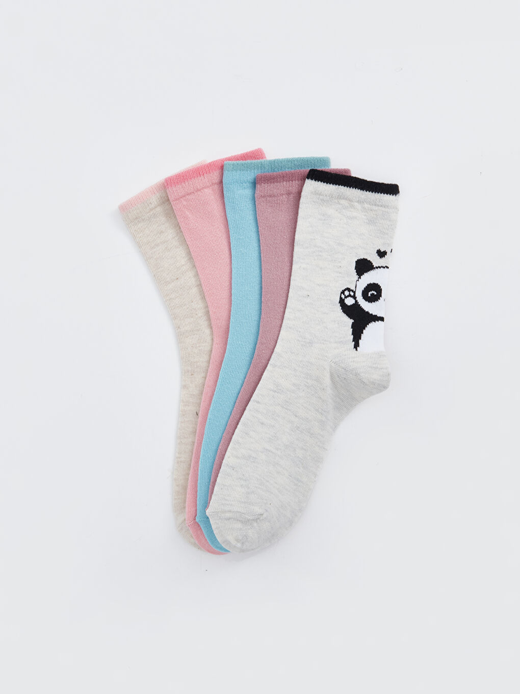 Gri Desenli Kız Çocuk Soket Çorap 5'li-1
