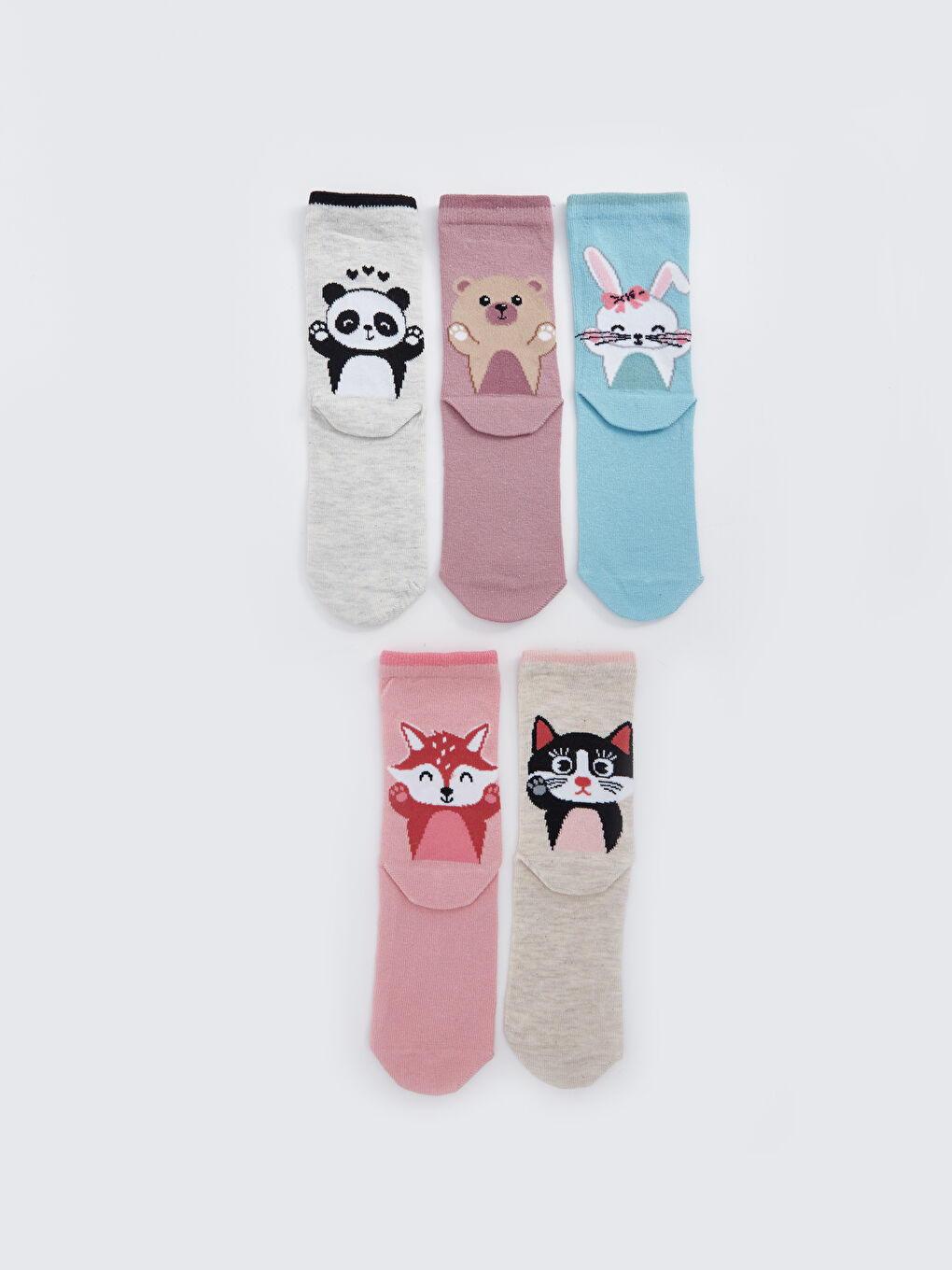 Gri Desenli Kız Çocuk Soket Çorap 5'li-2