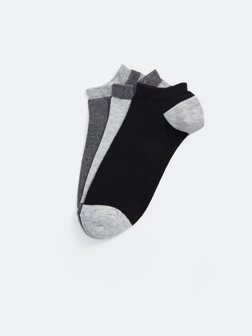 Gri Desenli Erkek Patik Çorap 3'lü-1