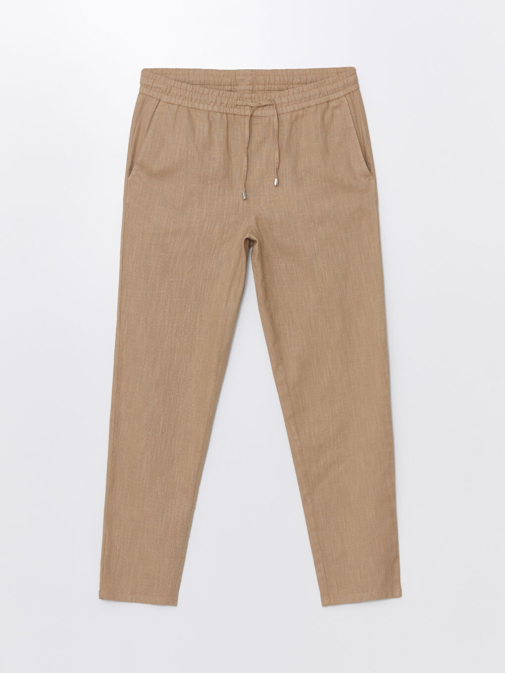 Slim Fit Linen Blend Men's Textured Trousers -S4KV40Z8-YEE