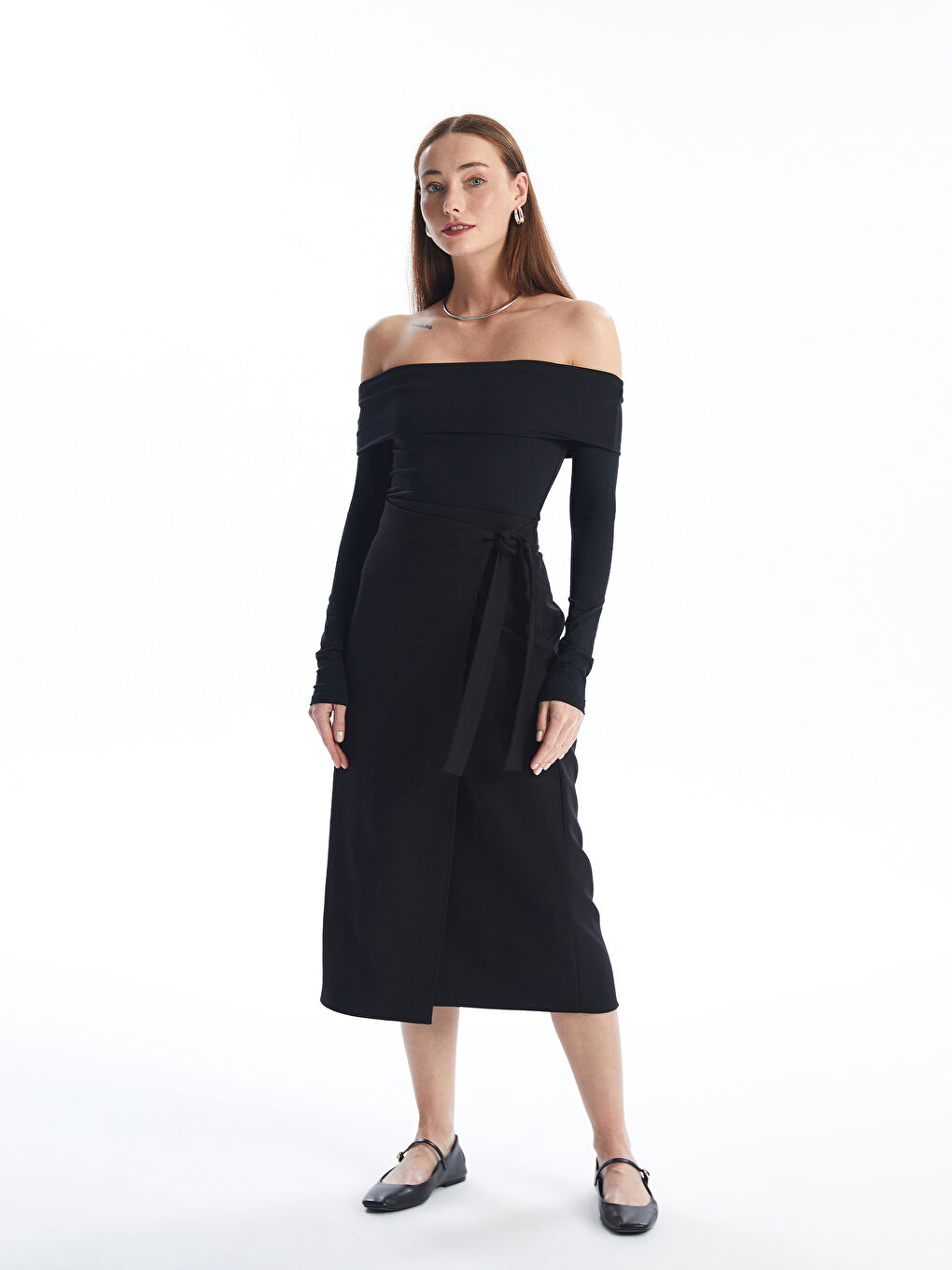 Women's Straight Pencil Skirt with Tie Waist -S4KV48Z8-CVL