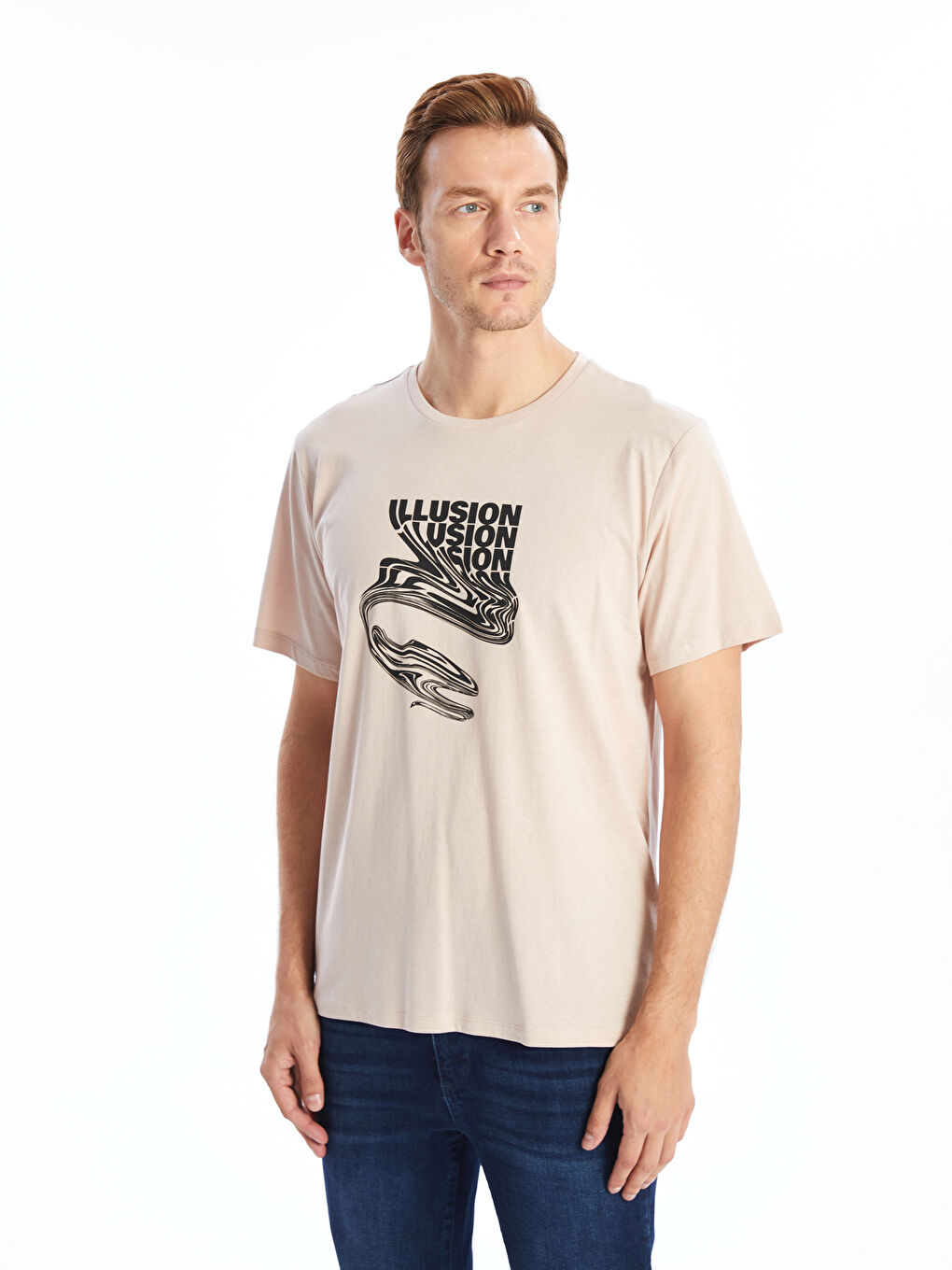 Crew Neck Short Sleeve Printed Combed Cotton Men's T-shirt -S4KV60Z8-G4S
