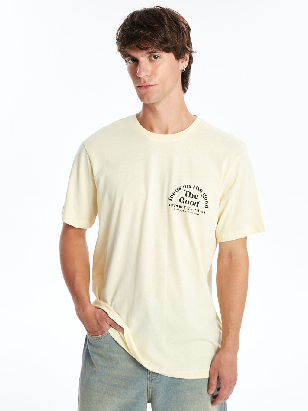 Crew Neck Short Sleeve Printed Combed Cotton Men's T-shirt -S4KV65Z8-FTV