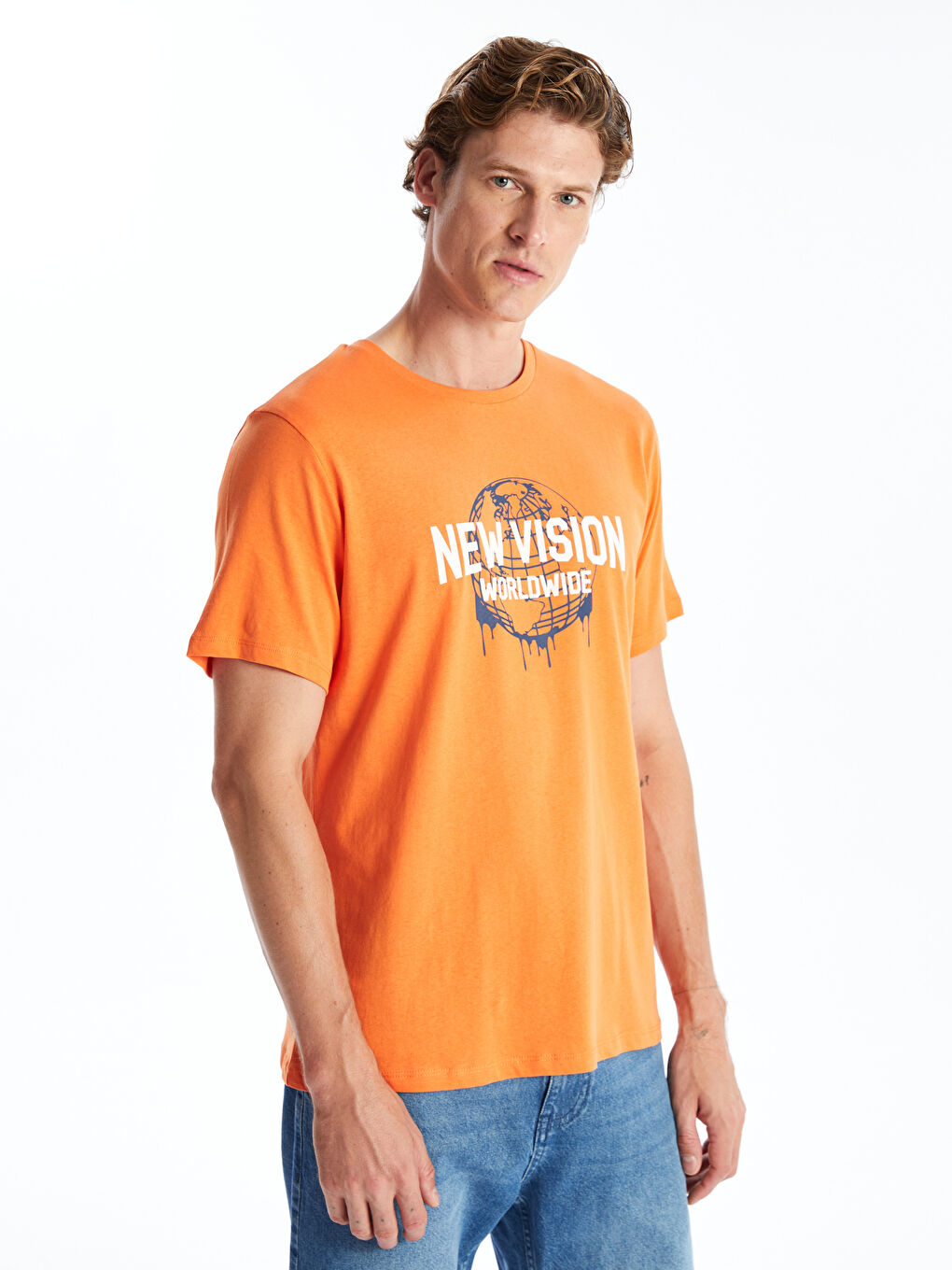 Crew Neck Short Sleeve Printed Combed Cotton Men's T-shirt -S4KV67Z8-GND