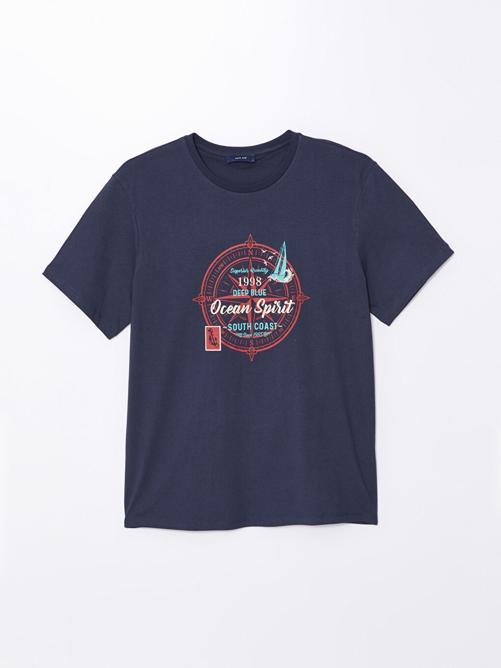 Crew Neck Short Sleeve Printed Combed Cotton Men's T-shirt-4