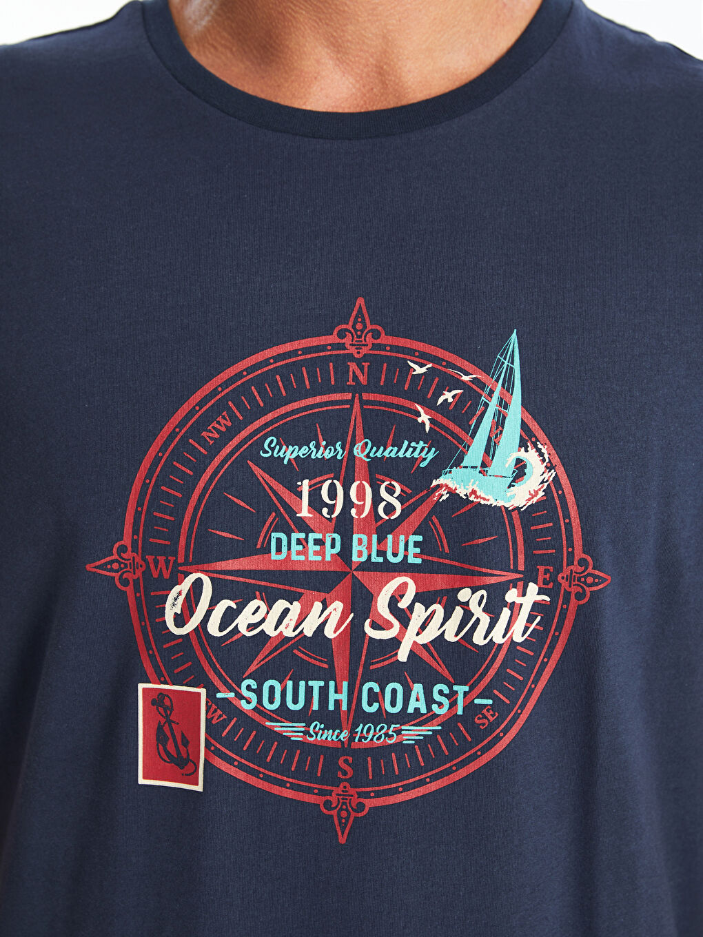 Crew Neck Short Sleeve Printed Combed Cotton Men's T-shirt-2